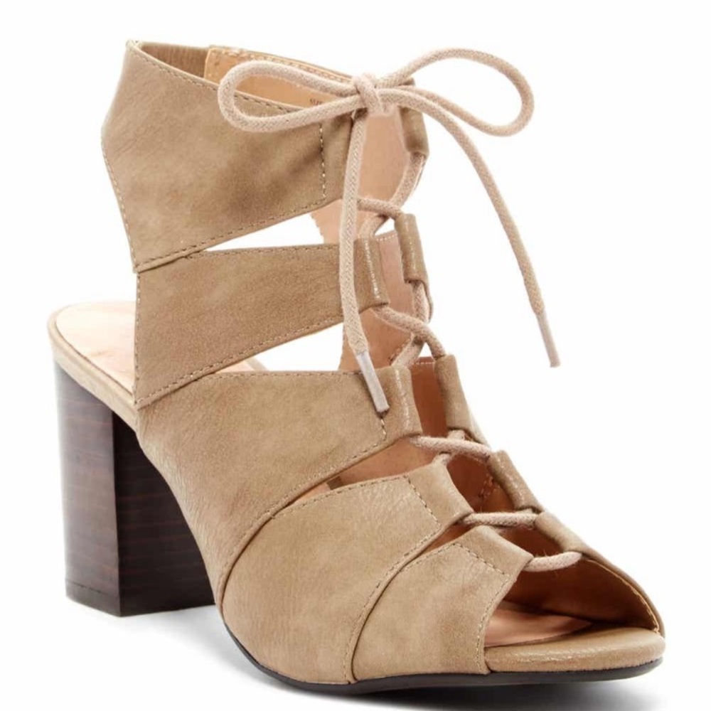 Lace up block heel sandals